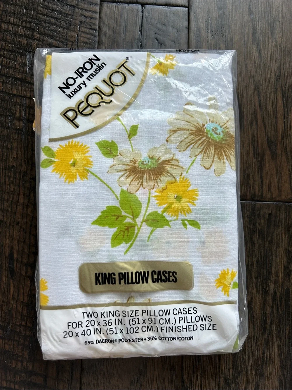 King Pillow Cases - White with Yellow Floral (Set of 2)